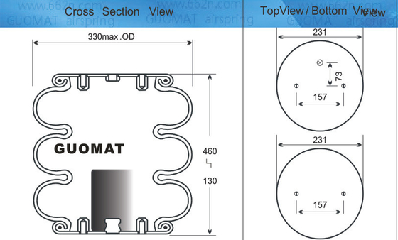 Contitech Air Spring FT330-29 498 Треугольник 6334 / 4432 Трехслойный воздушный мешок для Ridewell 1003588030C