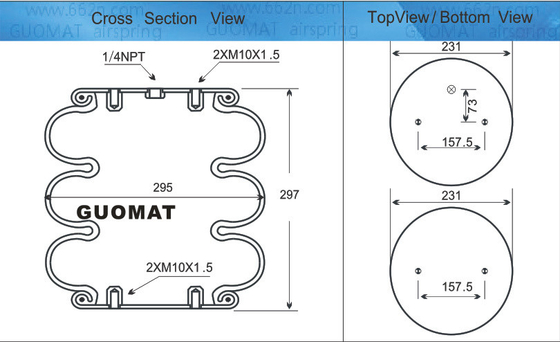 Guomat Air Spring 3B6617 Трижды свернутая воздушная пружина из резины No 3B300