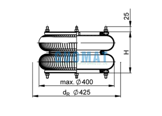 FD 614-26 Пневмоподушка Contitech с фланцем 14"1/2x2 Резиновый сильфон для картоноделательной машины