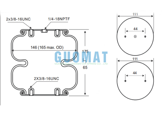 W01-358-7025 Пневматическая рессора Firestone Double Convoluted с ходом 65 мм - 175 мм для промышленности