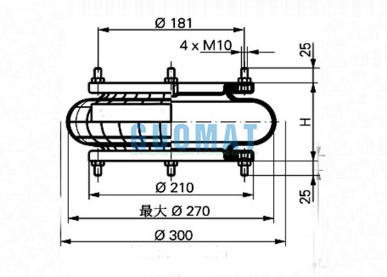4.1KG ContiTech Промышленная воздушная пружина FS 210-10 DS Огненный камень W01-R58-4057