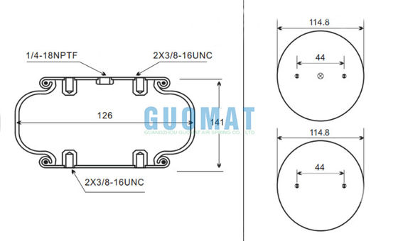 W01-358-7725 Пневматическая рессора Firestone Industrial, однослойная, для электронного оборудования, высота конструкции 141 мм