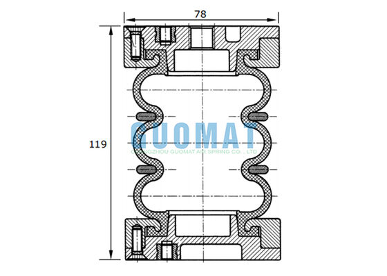 FT22-6 DI Contitech Industrial Rubber Пневматическая резиновая пневмоподушка 2 3/4" x 3 для подъемной платформы