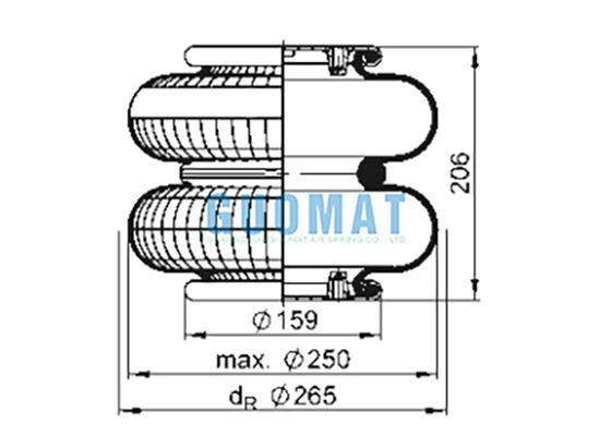 Пневматическая пружина Contitech FD 200-19 1/4 M10 с двойной гофрой, амортизатор 72047
