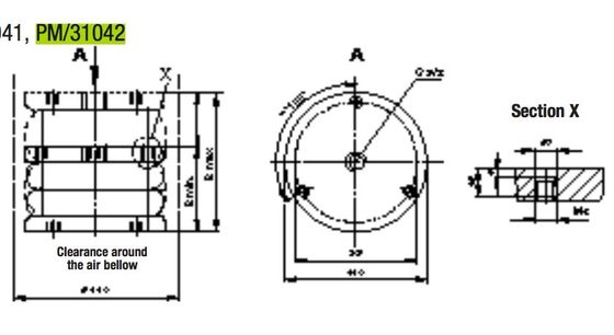 Промышленная мембрана одиночные действуя 4-1/2» 80mm G3/8 весны воздуха PM/31042