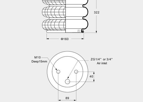 промышленная сумка 0.7Mpa Макс аэродинамической подъемной силы сверток весны воздуха 255322J-3 тройная 270mm