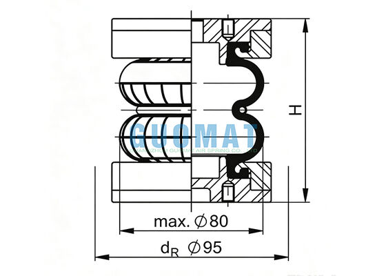 Пневморессора Contitech FD 22-4 DI CR Industrial Rubber EB-80-45, сильфонный цилиндр FESTO